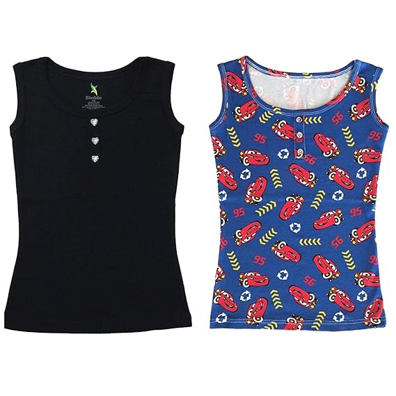 STABLE IMPEX Girls Vest - Sleeveless Vest for Girls - Cotton Polyester Rib Knit Vest for Girls - Printed Vest for Girls Sleeveless (Pack of 2)
