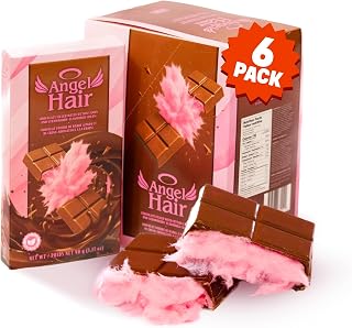 Angel Hair Dubai Style Milk Chocolate Bar by Bubblegum Kids | Valentine's Day Candy & Gift | Premium Milk Chocolate Filled with Cotton Candy & Strawberry Cream | Natural Colors & No Dyes | 6 Pack
