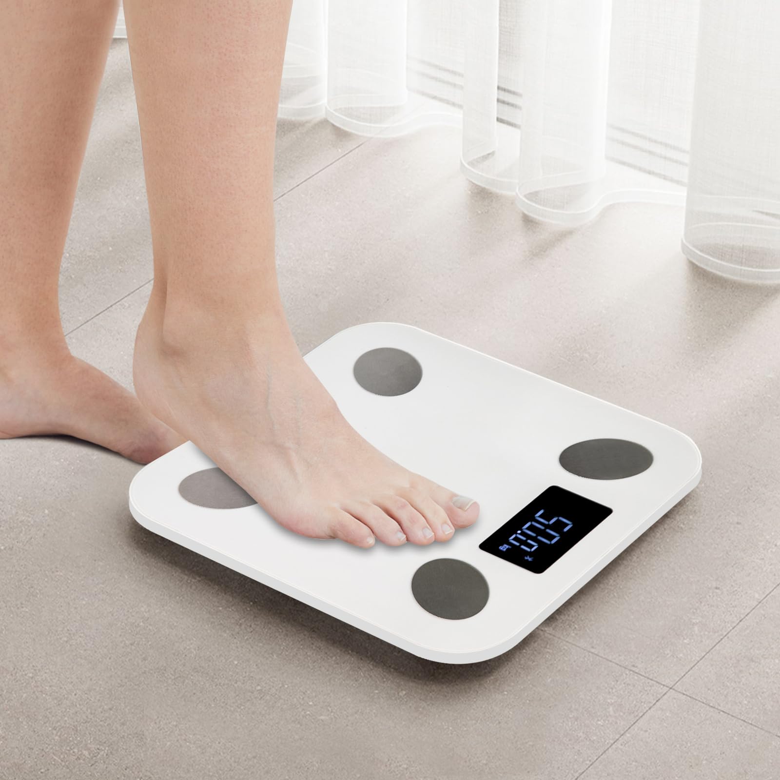 Körperfettwaage mit App für 18 Gesundheitsdaten, digitale Waage