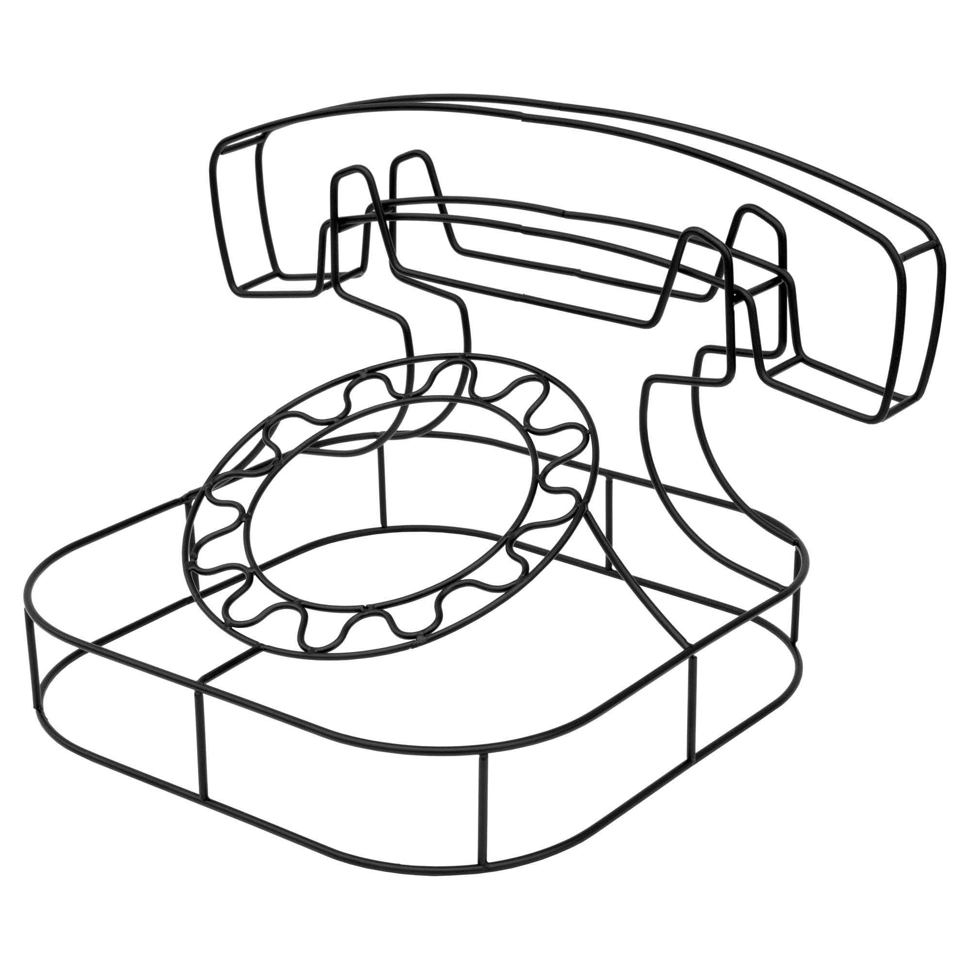 Design By Pepper Black Retro Wire Telephone Sculpture Art Transparent Phone Desk Console Decoration