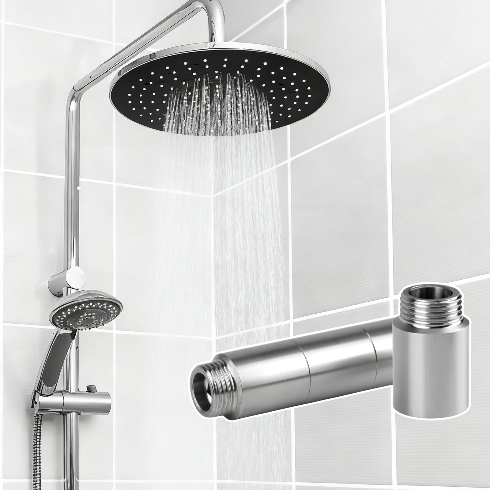 4 Pezzi Prolunga per Rubinetto da 1/2" Set 30mm Prolunga Doccia in Acciaio Inox Tubo con Nastro Sigillante Prolungas Rubinetto Acqua per Impianti di Riscaldamento e Acqua Potabile