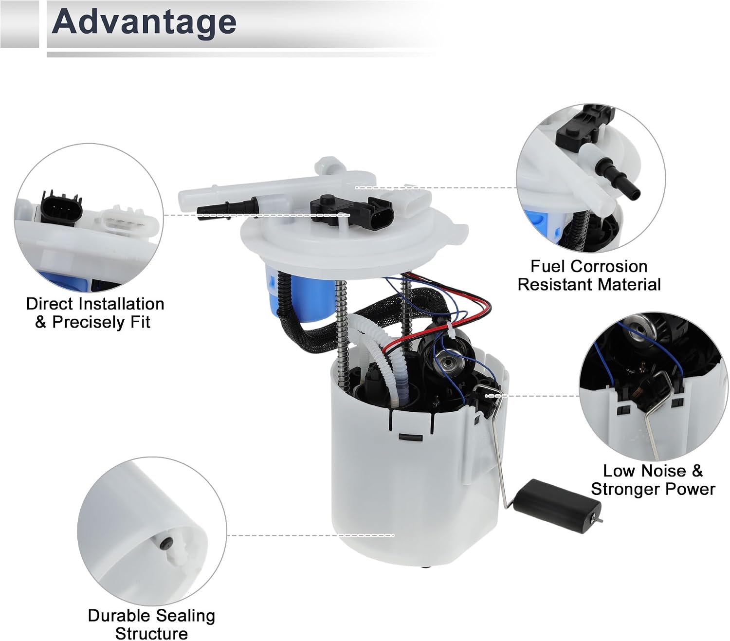 Electric Fuel Pump Assembly for Chevy HHR 2009 2010 2011 L4 2.2L 2.4L Flex Fuel Filter Pump Module with Inlet Strainer No.19179948/E3806M