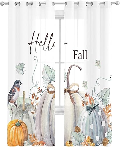 Miniatura 7 de Cortinas traslúcidas florales de eucalipto de 84 pulgadas de largo, juego de 2 paneles de cortinas para cocina, dormitorio, sala de estar, puerta,