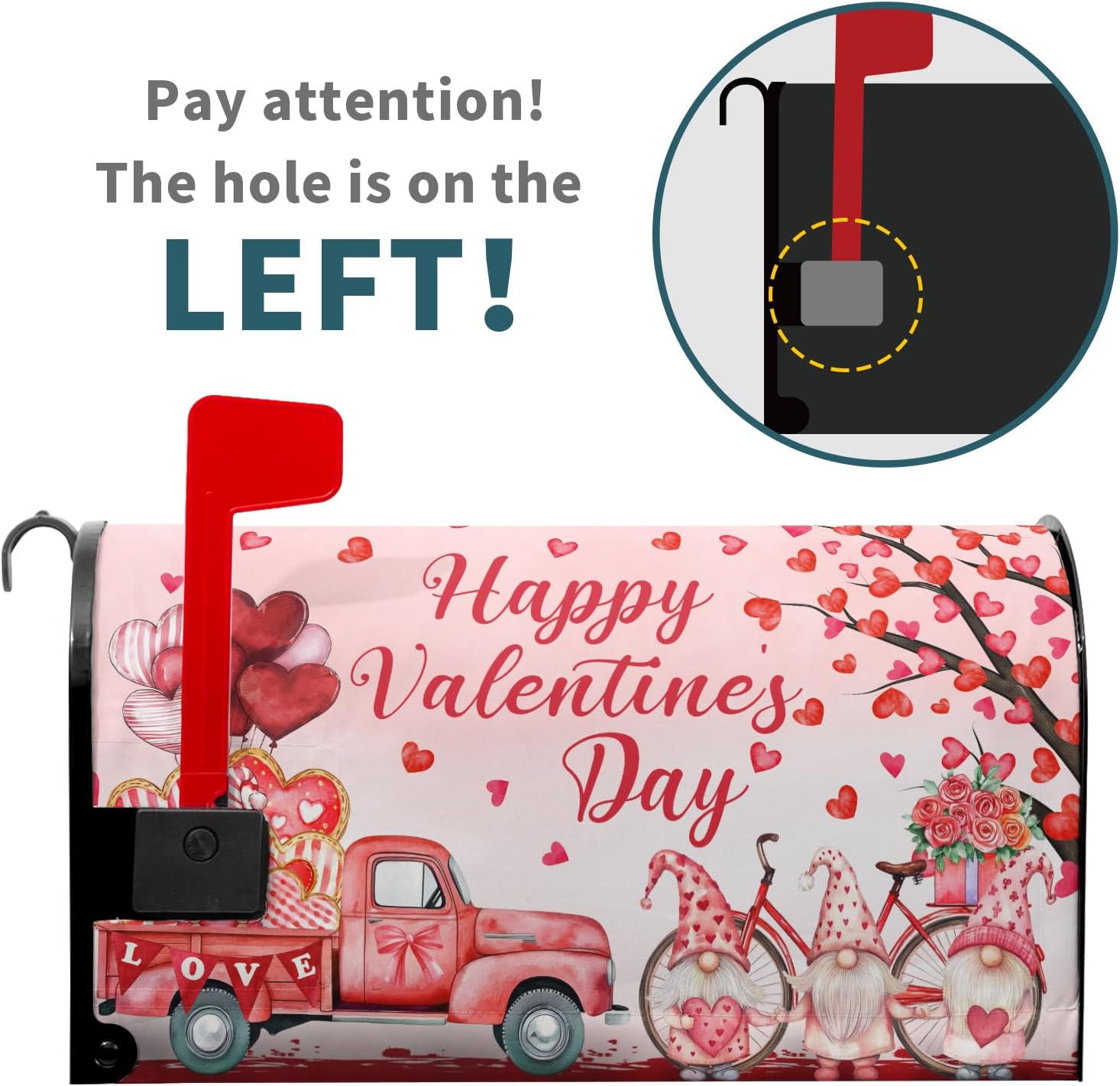 Valentine's Day Mailbox Cover Magnetic Standard Size 21x18in Welcome Love Heart Truck Decorations Mailbox Covers Holiday Mailbox Wraps Post Letter Box Cover for Garden Yard Pink Valentines Home Decor