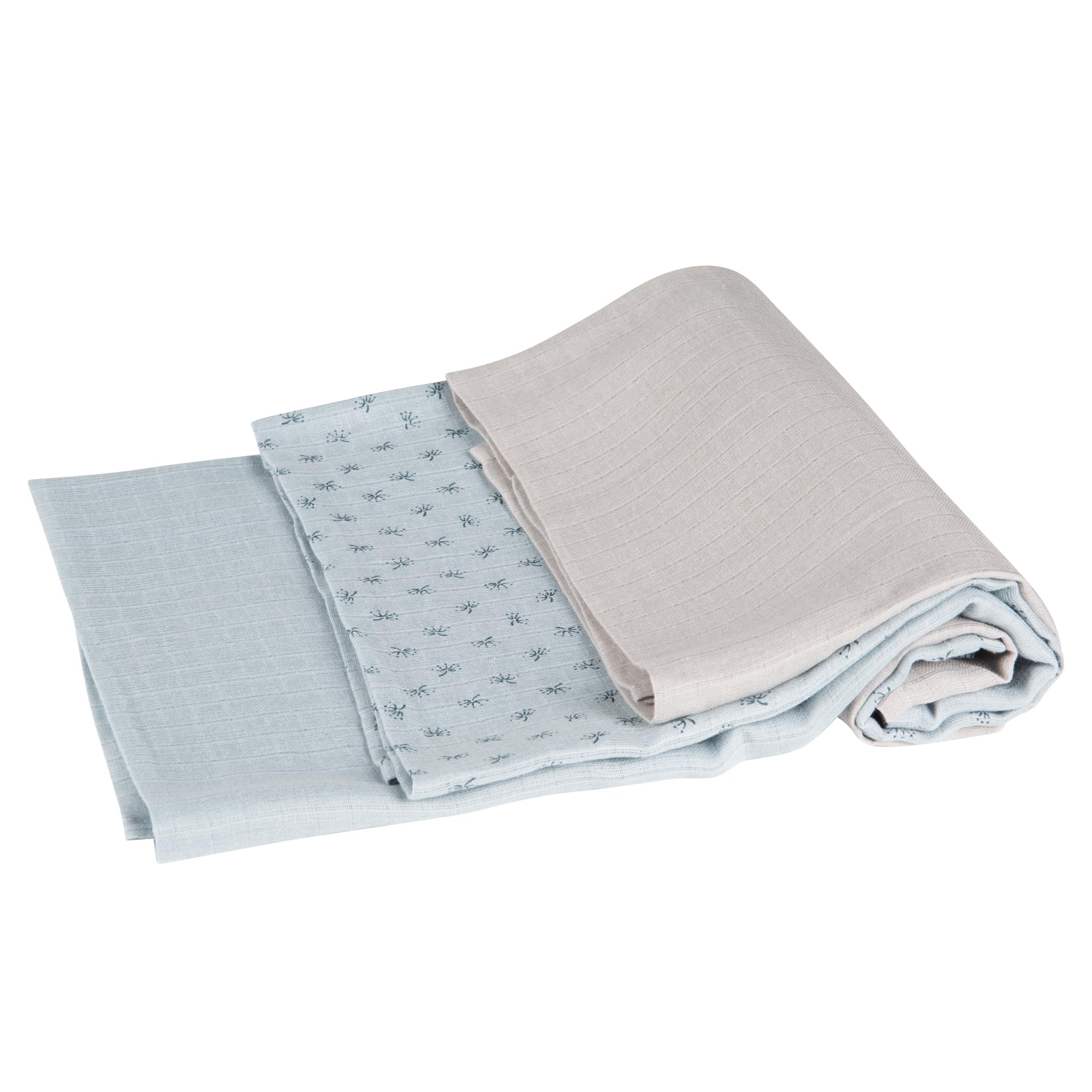 roba Set of 3 Lil Planet Organic Cotton Cloth Diapers - Reusable Diapers - 80 x 80 cm - GOTS and Oeko-TEX Certified - Sky Blue - Image 2