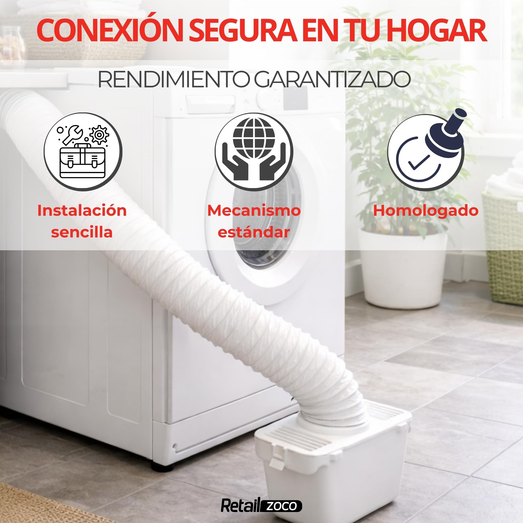 TECHZOCO Tubo de ventilación flexible, Conducto salida aire, Manguera de extracción de aire, Tubo Acondicionado Portátil, Apto Secadora, No es rígido, 6 Metros Largo x 10 cm diámetro