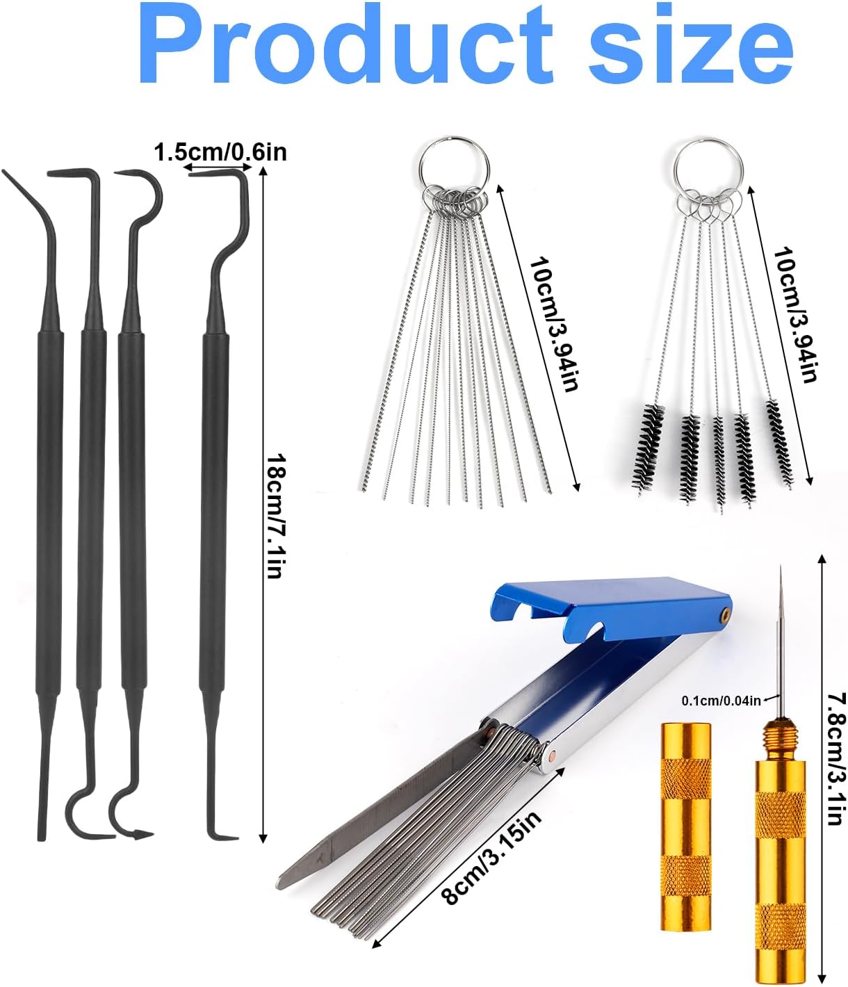 Carburetor Cleaning Kit, Carburettor Jet Tools Includes 23 Carb Needles 5 Nylon Brushes 1 Scraper and 4 Cleaner Hooks for Motorcycle ATV Chainsaw & Welder Maintenance