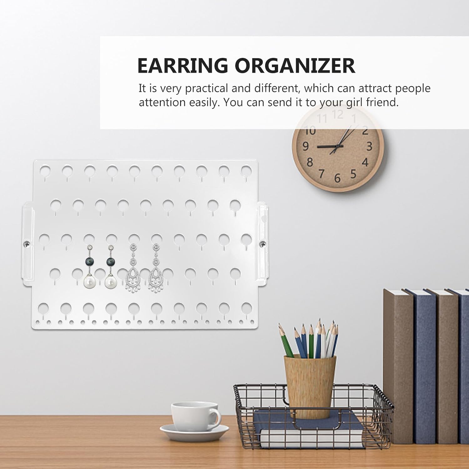 DOITOOL Wall Mount Acrylic Earring Storage Rack Jewelry Display Holder Organizer for Home Bedroom Accessories