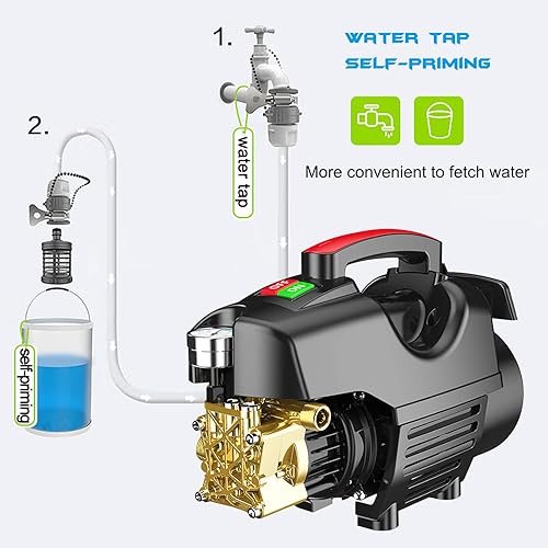 Miniatura 4 de Lavadora a presión portátil de 2800 W Lavadora de energía eléctrica autocebante de doble propósito 2600PSI lavadora a presión de coche para patio,