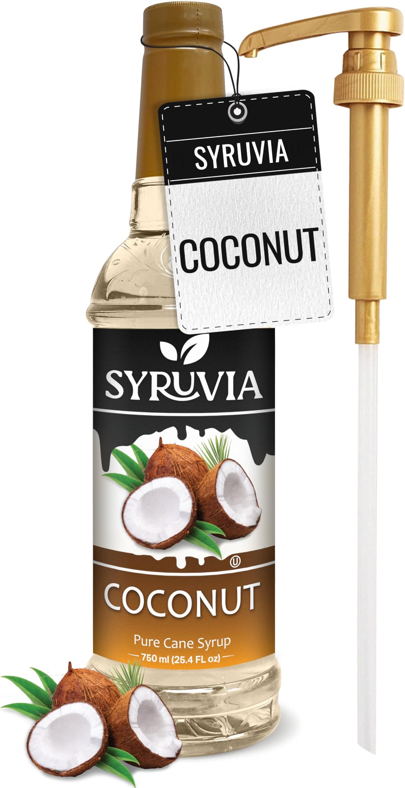 Coffee Syrup, Coconut Flavored Syrup for Drinks, Lattes, and Desserts – 25.4 fl oz, With Pump
