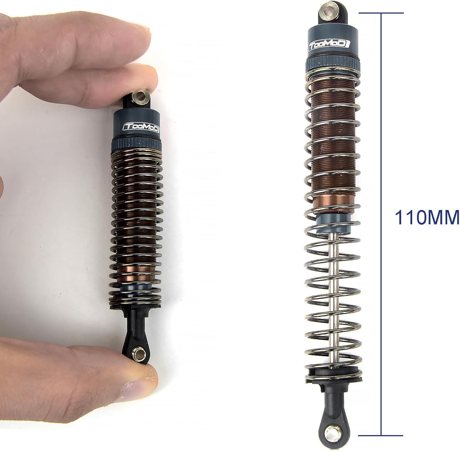 1/10 110mm RC Oil filled Shock Absorbers kit for Tamiya Bullhead Super Clod Buster TRX4 Axial SCX10 D90 Crawler Car Buggy Car Upgrades Replace Parts (Grey)