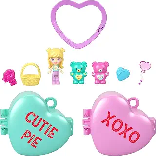 Polly x Sweethearts Partnership Compact | キャンディーをテーマにしたコンパクト2個、マイクロドール&アクセサリー、マイクロベア2個、キーチェーンクリップ、ポータブルプレイ。