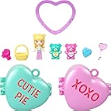 Polly Pocket x Sweethearts, Micro Doll & 2 Playsets with 7 Themed Accessories & Keychain Clip, Travel Toy, Partnership Compact