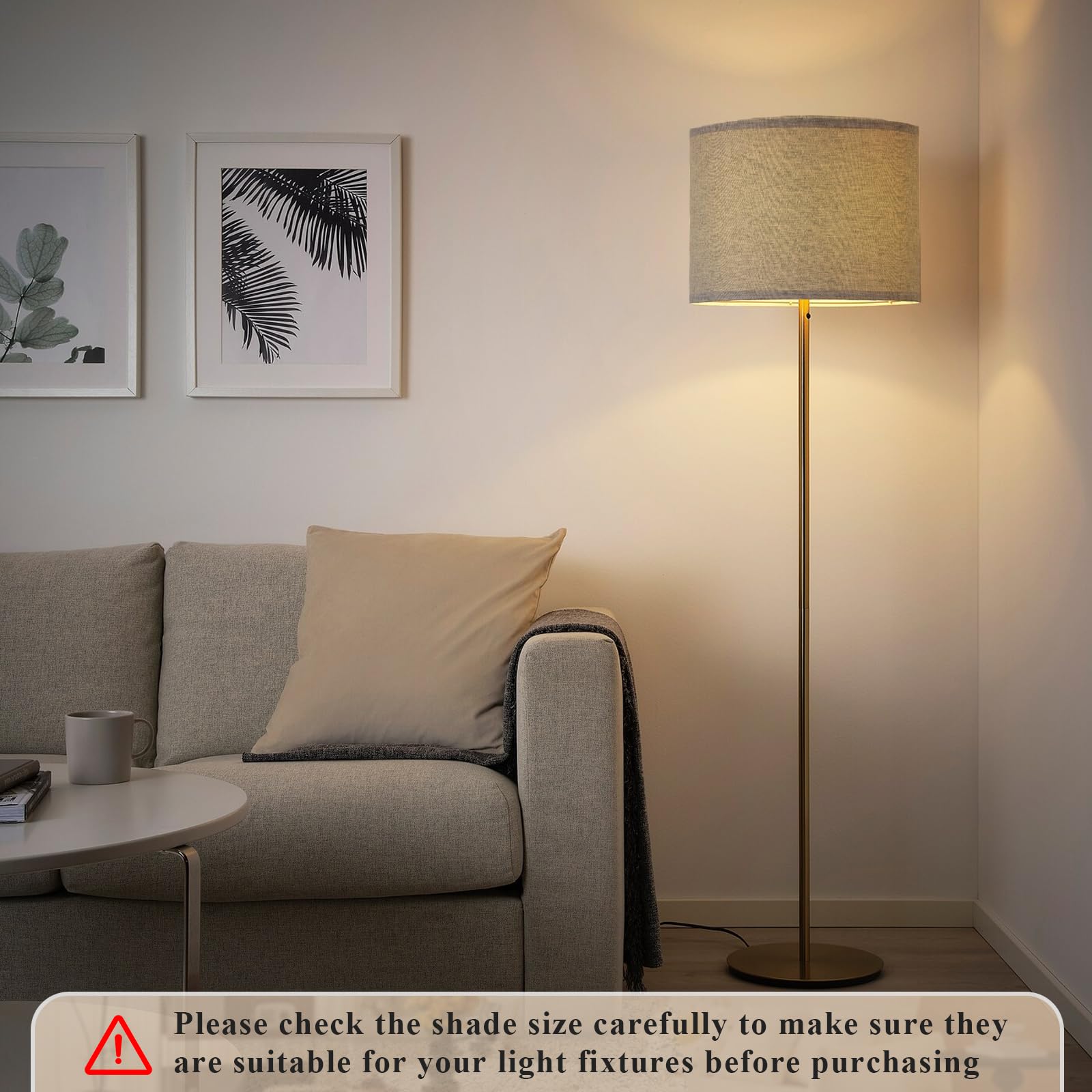 EFUTURETIME E14/E27 Paralume in Tessuto H20 X Ø 30cm, Paralume Cilindro Grande in Lino Naturale per Lampada da Terra, Comodino, Tavolo Plafoniera, Lampadari, Applique, Grigio