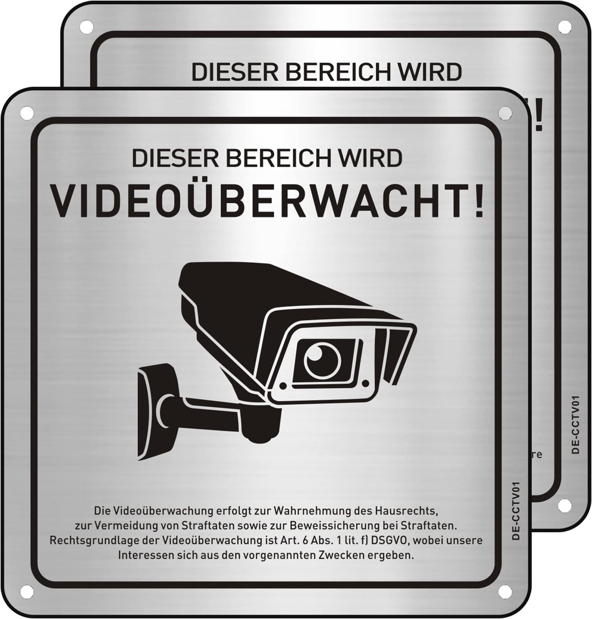Videoüberwachung Schild 30x20cm Kunststoff - Alarmgesichert Warnschild BDSG