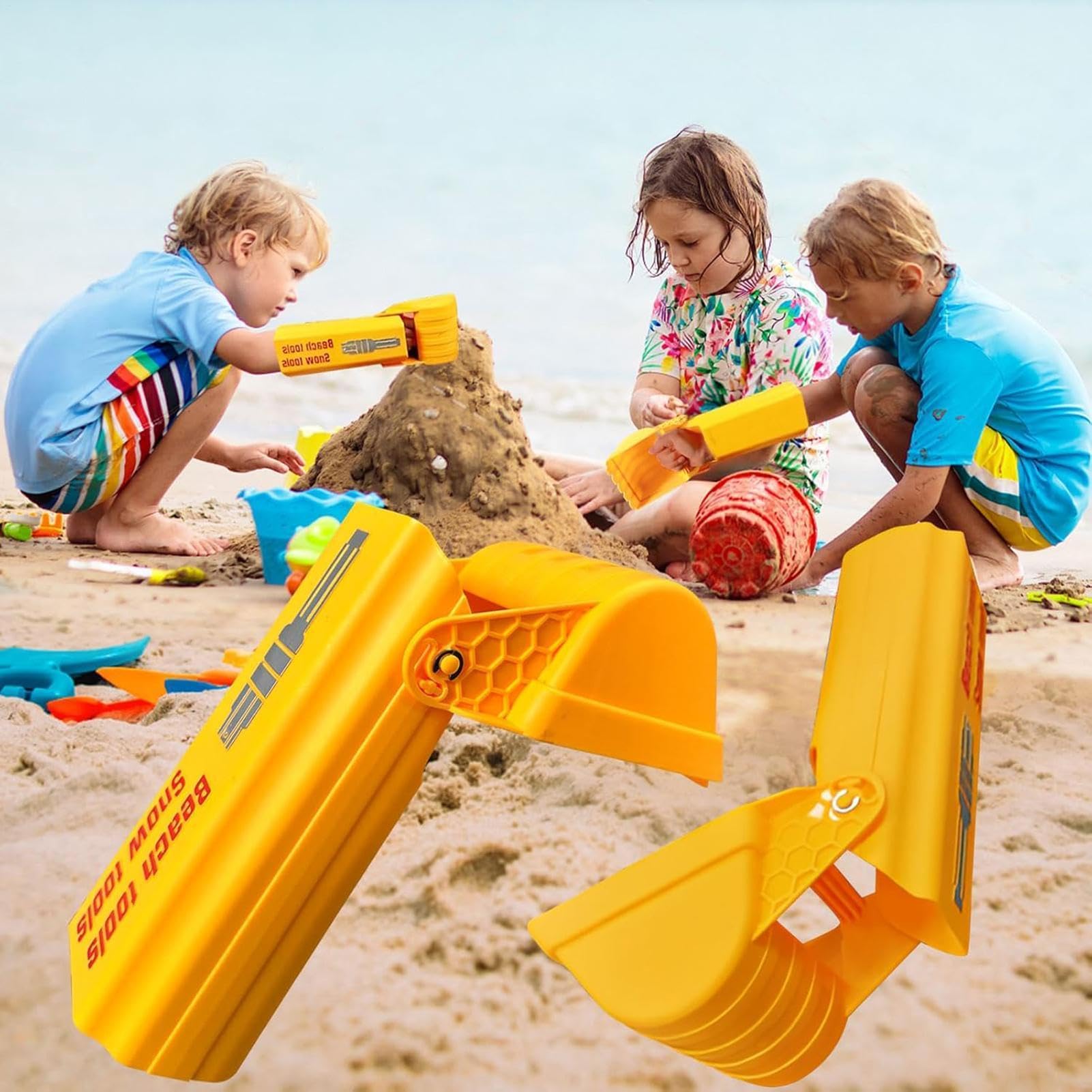 Genérico Giocattolo per escavatore da spiaggia, braccio di scavo manuale da 35 cm, per bambini, per spiaggia all'aperto, giocattolo con pala resistente, veicolo da costruzione S