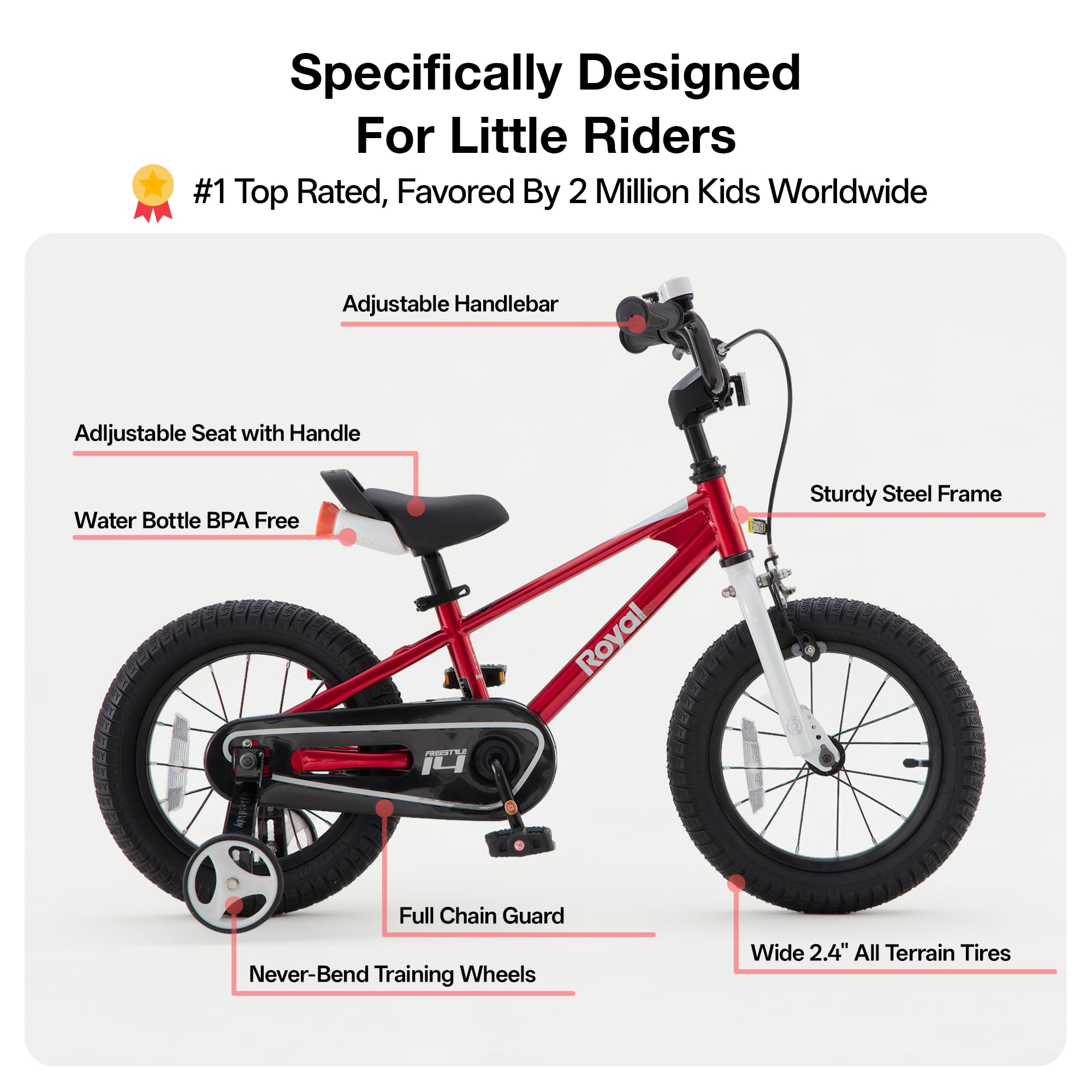RoyalBaby BMX Freestyle Bicicleta para niños, Ruedas de 12-14-16-18-20 Pulgadas, Seis Colores Disponibles