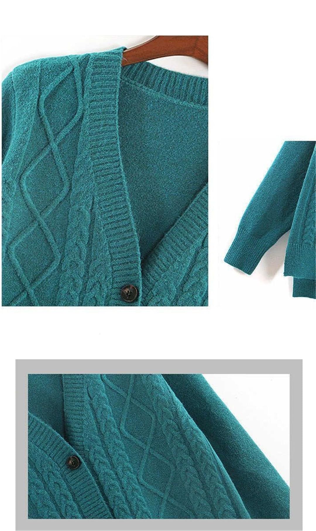 Suéter De Manga Larga para Mujer, Cárdigan, Cuello En V, Suelto, Trenzado, Chaqueta De Suéter