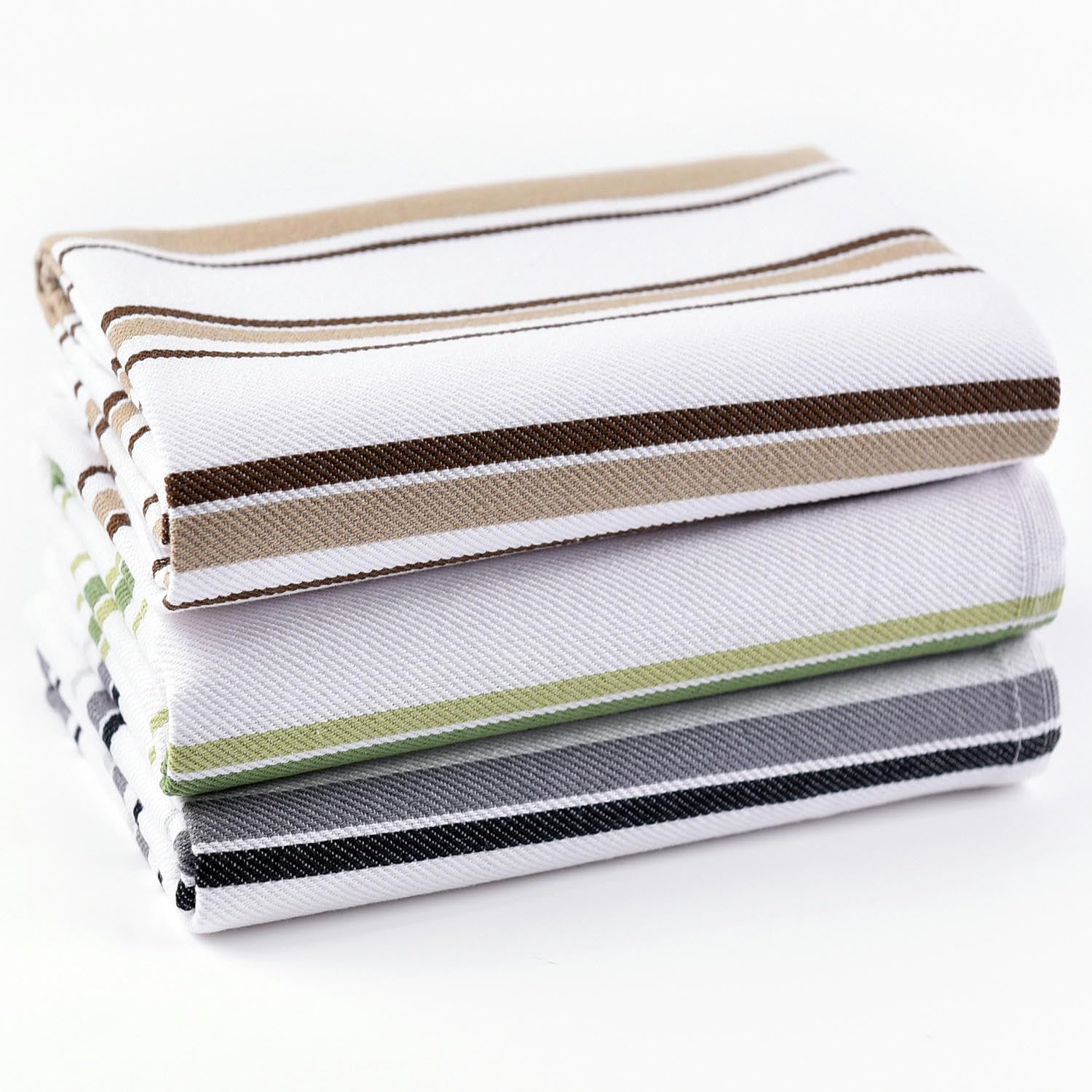 ANEIDA 52 * 80cm 6/12/24PCS Grüne Streifen Bedruckte quadratische Tischservietten aus 100% Baumwolle Matte Blockdruck-Baumwollservietten Waschbares bedrucktes blaugrünes Handtuch