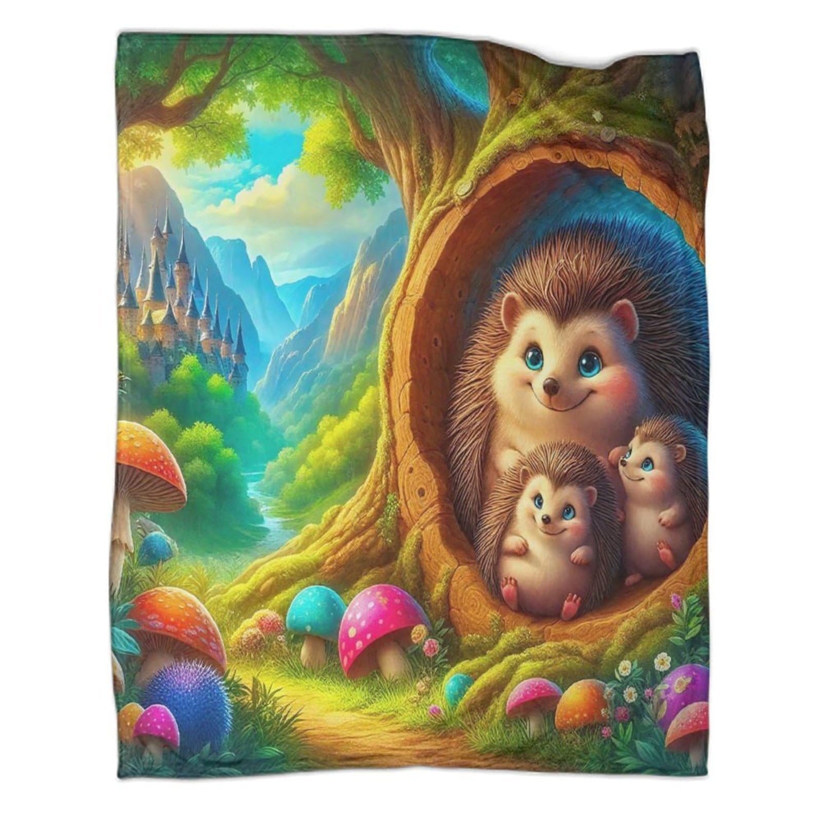 Couverture jetable flanelle hérisson pour soirées cocooning en famille