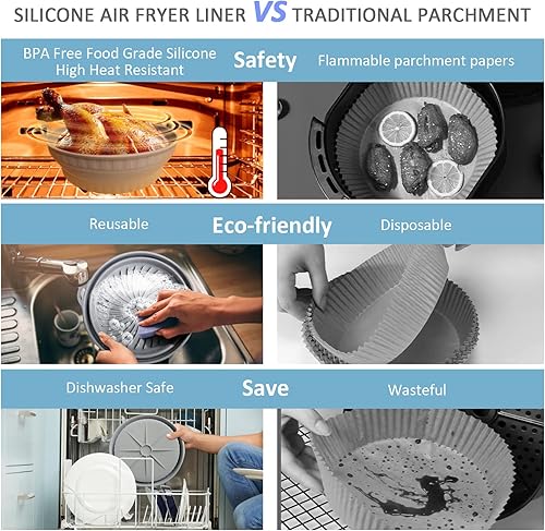 Miniatura 5 de JesDiary - Bandeja plegable para freidora de aire de 8 pulgadas y alfombrilla para microondas multiusos protector de salpicaduras de microondas