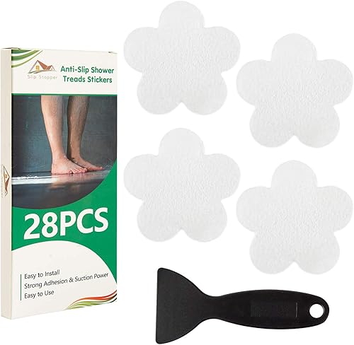 Calcomanías antideslizantes para bañera, 28 unidades, adhesivos antideslizantes para bañera, baño, escaleras con raspador prémium