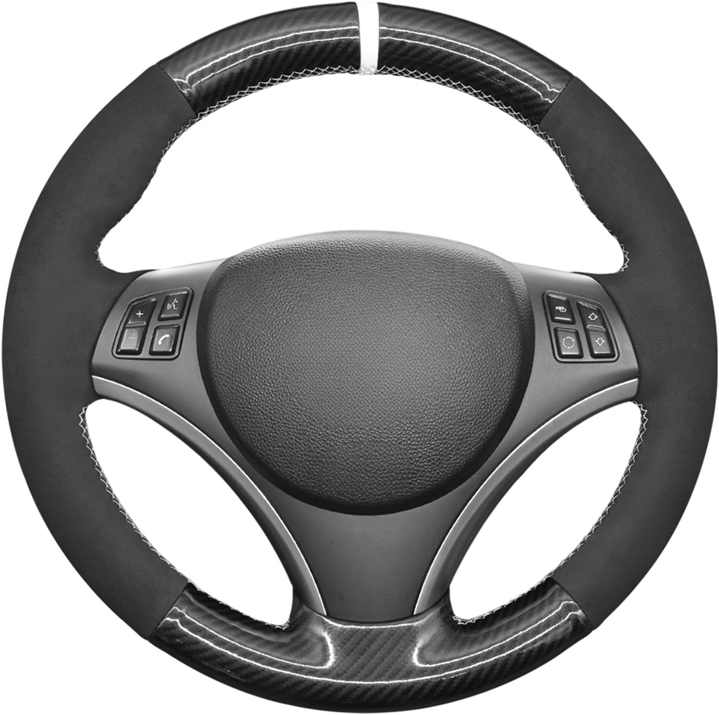 MEWANT Steering Wheel Cover Compatible with BMW E87 E81 E82 E88 E91 E92 E93 E84 E92 E92 E93 2007-2013 Hand-Stitched Steering Wheel Wrap