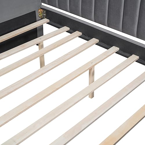 Miniatura 8 de SOFTSEA Sofá cama matrimonial con nido, sofá cama tapizado de terciopelo con respaldo vertical copetudo para sala de estar, dormitorio, no necesita