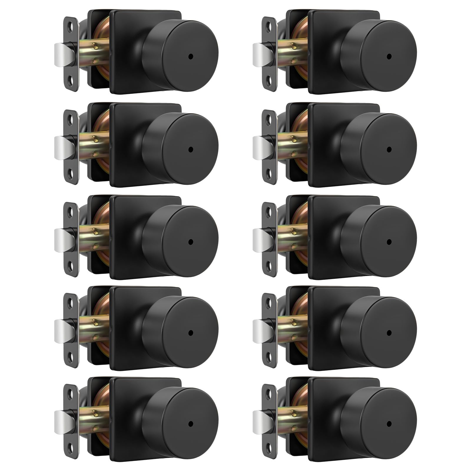 Matte Black Door Knobs - 6 Pack for Privacy -24