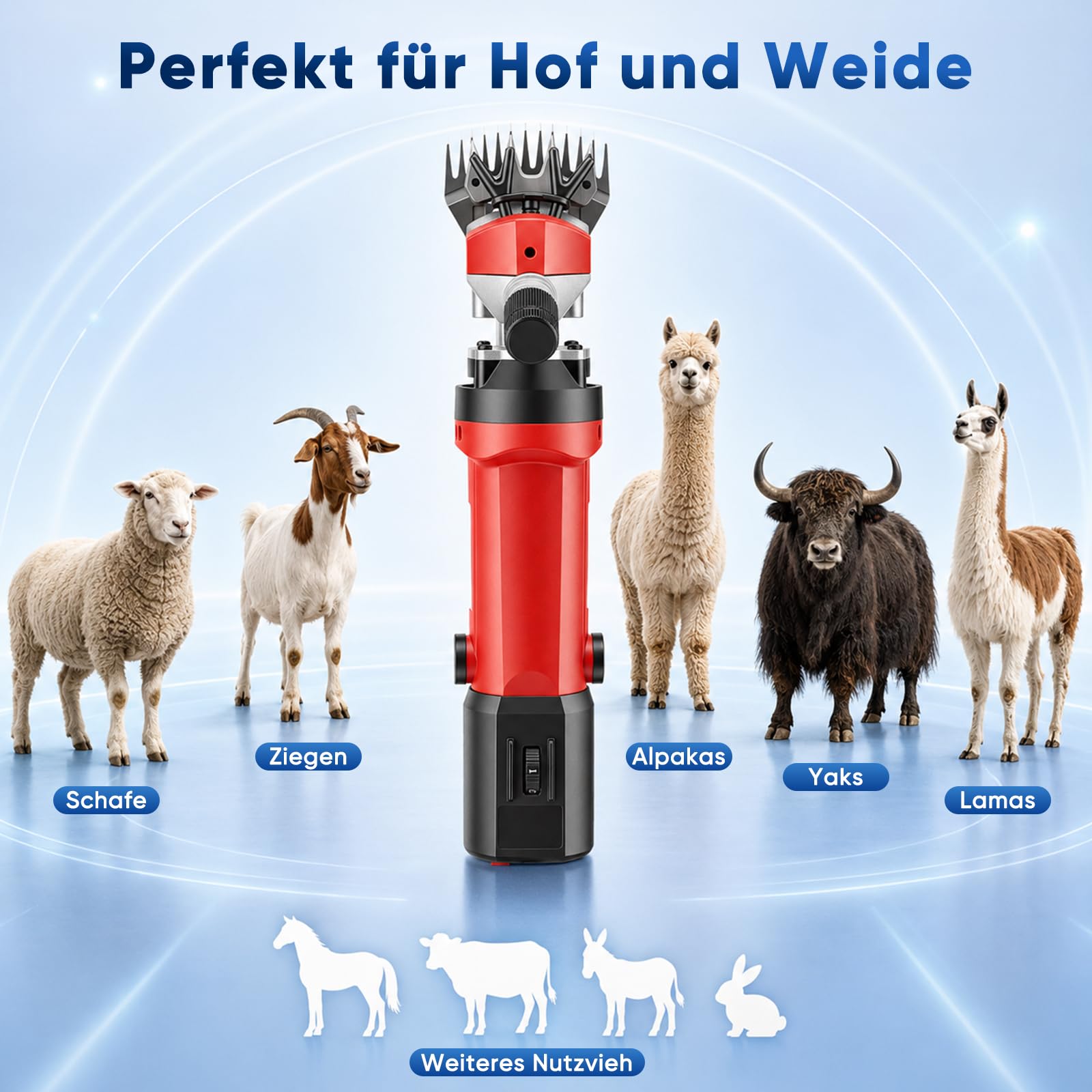 Tosatrice per pecore, 1000 W, tosatrice professionale per pecore e cavalli, con custodia, 6 velocità e cavo di alimentazione da 3 m, tosatrice elettrica per pecore 3200 giri/min