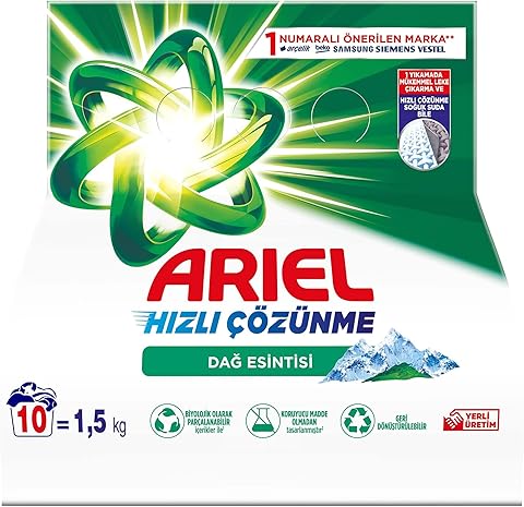Ariel Dağ Esintisi 1,5 Kg Hızlı Çözünme Toz Çamaşır Deterjanı