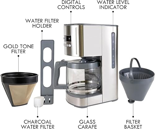 Miniatura 6 de Kenmore Cafetera de goteo – Máquina de café programable con olla de cristal, preparación regular y audaz, depósito de agua grande de apagado