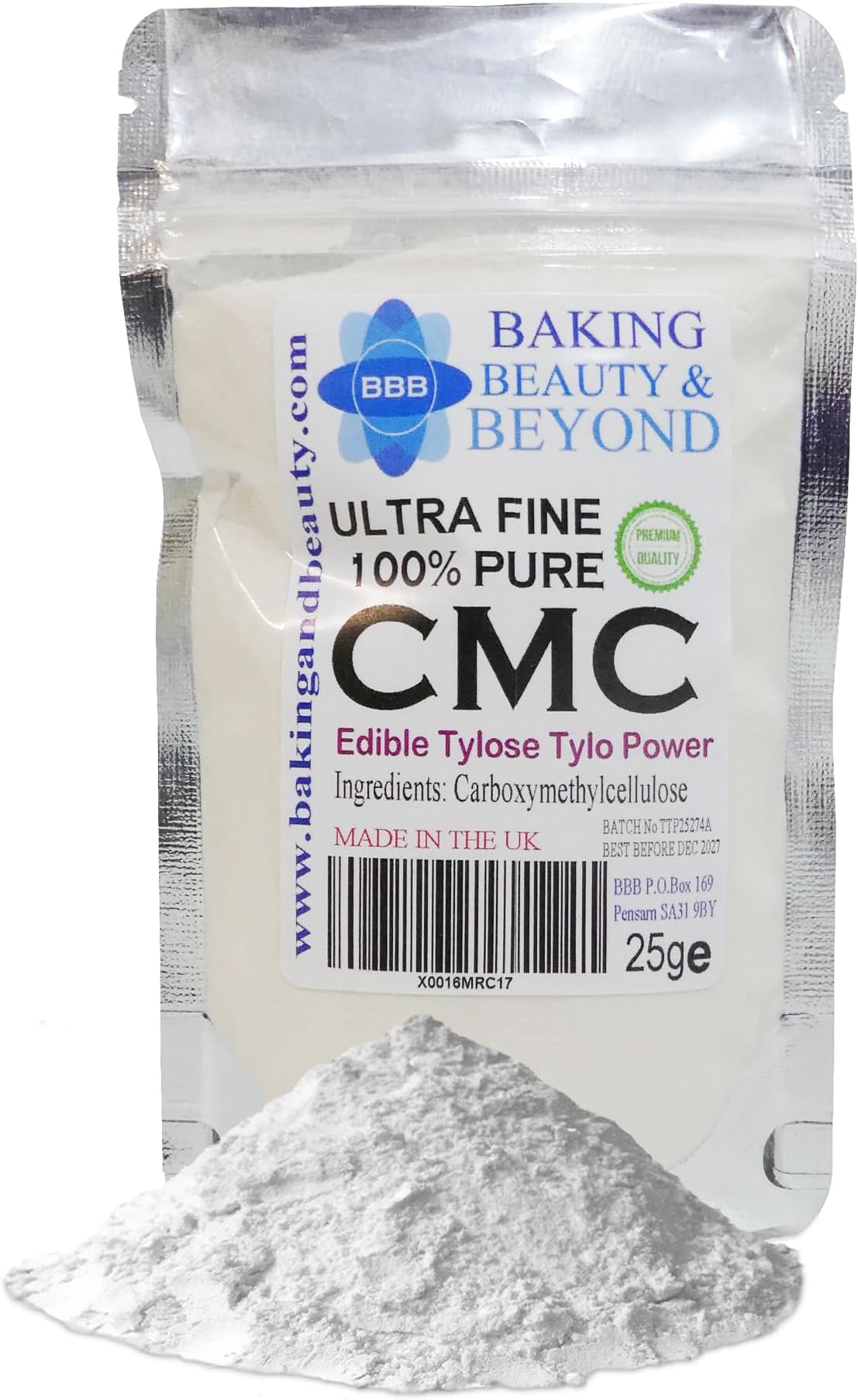 Pure CMC Tylo Tylose Powder Gum Tragacanth Sub Cake Icing Sugarpaste Edible Glue (25g (Pack of 1))