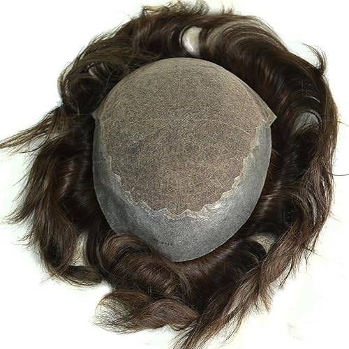 Miniatura 8 de AIRAO Q6 Base Custom Mens Toupee Hairpiece Human Indian Hair Reemplazo Sistema de Prótesis Pelucas - #1B50 (Negro apagado con 50% pelo gris)