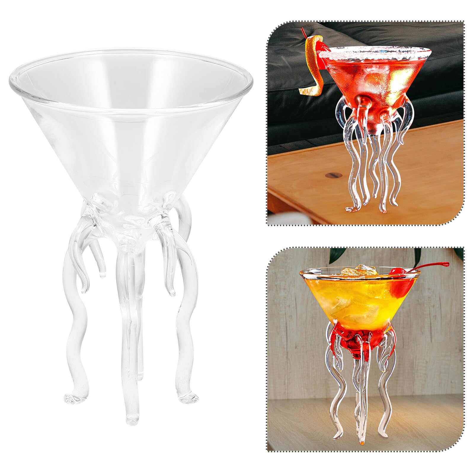 Homoyoyo Set 2pezzi Bicchieri da Cocktail Particolari in Vetro a Forma di Polpo Bicchiere da Cocktail la Casa Design Originale e Funzionale per Party Margarita