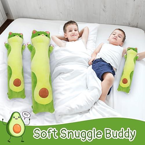 Miniatura 5 de JEROKUMI Almohada larga de felpa de gato, almohada larga de felpa de gato de 35 pulgadas de largo, almohada de felpa larga de aguacate, bonita