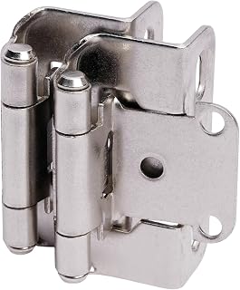 DecoBasics 50 Pack 1/2" Overlay Brushed Nickel Self-Closing Cabinet Hinges (25 Pairs) - Semi-Wrap Face Frame for Kitchen & Bath Doors w/Screws & Quiet Bumpers