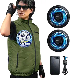 【TVで紹介・熱中症予防管理者監修】空調作業服 ベスト ファンバッテリーセット 20,000mAh バッテリー 暑さ対策 メンズ レディースツナギ | 国内試験済み【日本企業企画】ベスト ファンバッテリーセット 20,000mAh 静音