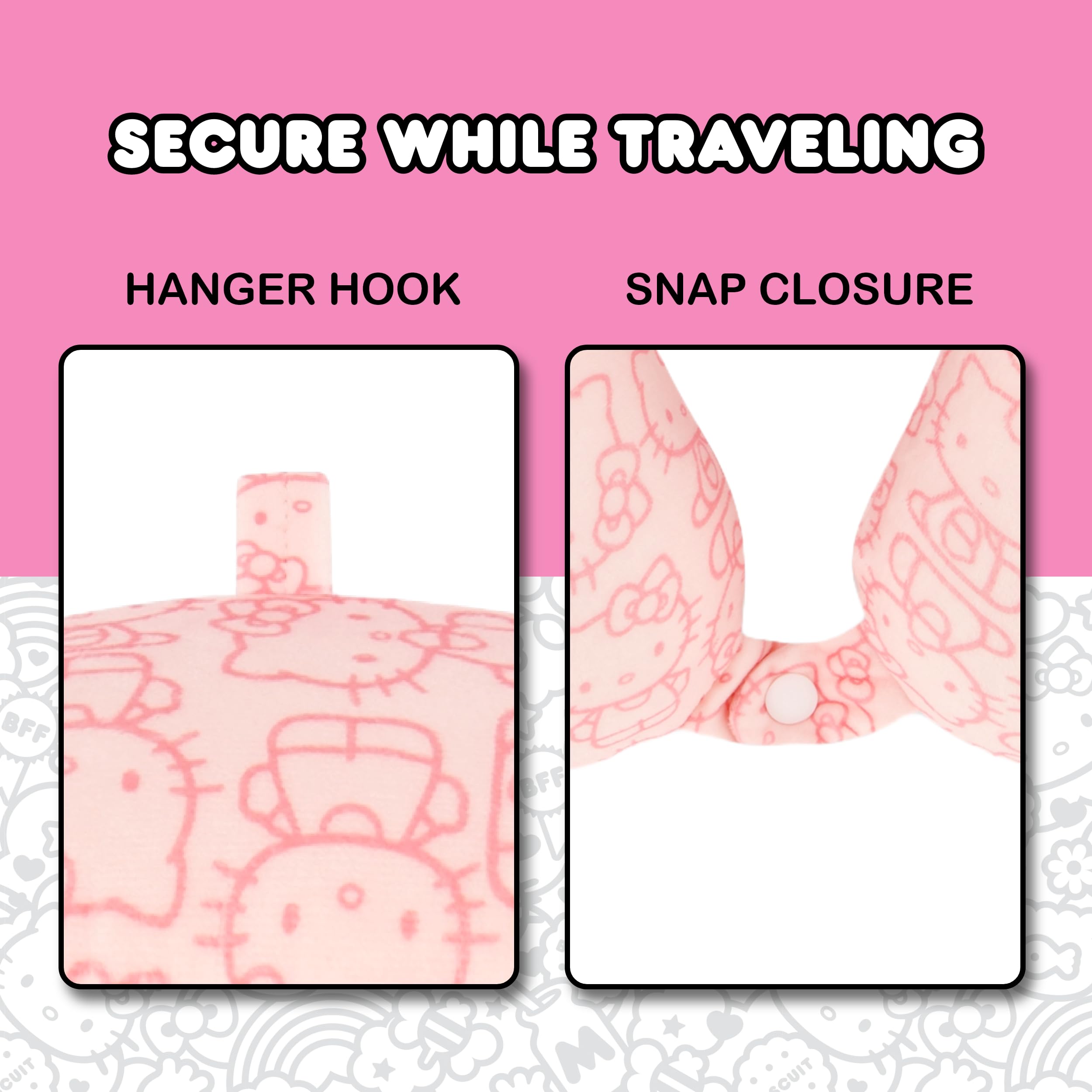 Ful Hello Kitty Nackenkissen, All Over Print Memory Foam Reisezubehör für Flugzeug, Auto und Büro, bequem und atmungsaktiv, Rosa