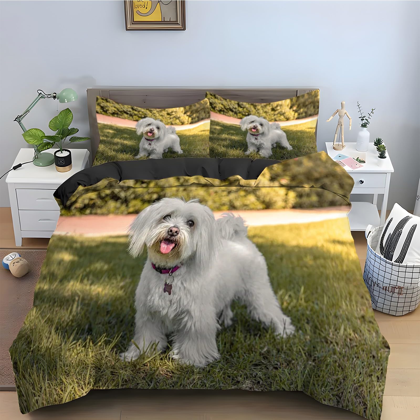 Housse de couette Lhassa Apso parure de lit 240x260 pour une chambre cocooning et chaleureuse