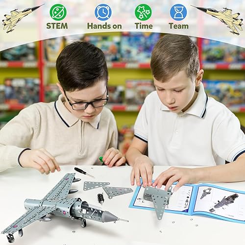 Miniatura 4 de Doloowee Kit de construcción de 282 piezas, modelo de avión, juguetes de construcción de proyectos STEM para niños de 8 a 12 años, kit de modelo de
