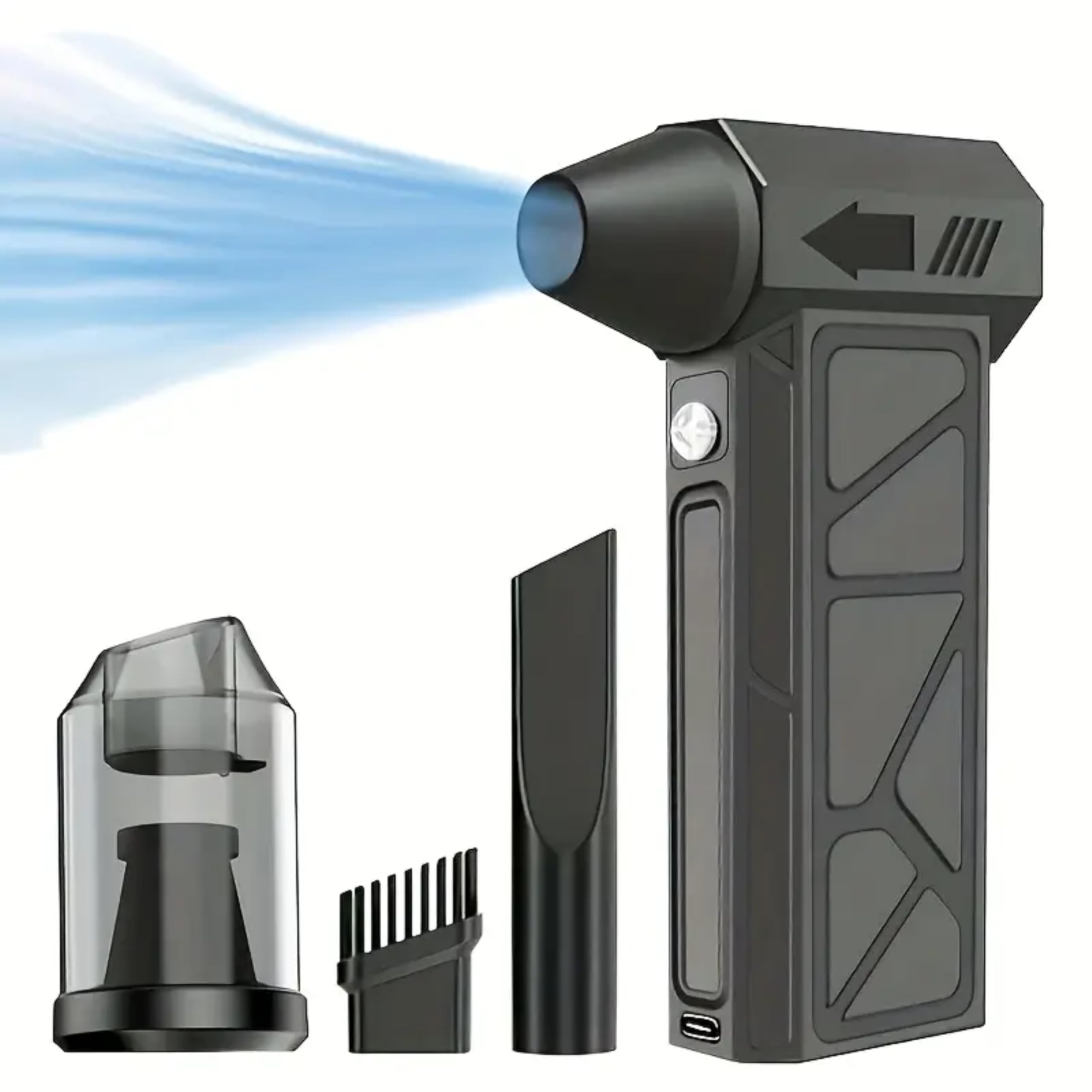Mini Compressed Air Duster & Vacuum Cleaner, 4-Speed 100,000RPM Turbo, Portable USB Rechargeable, Multi-Function Blower for Car, Keyboard, Window, Grill, Inflatable Bed, Small Spaces