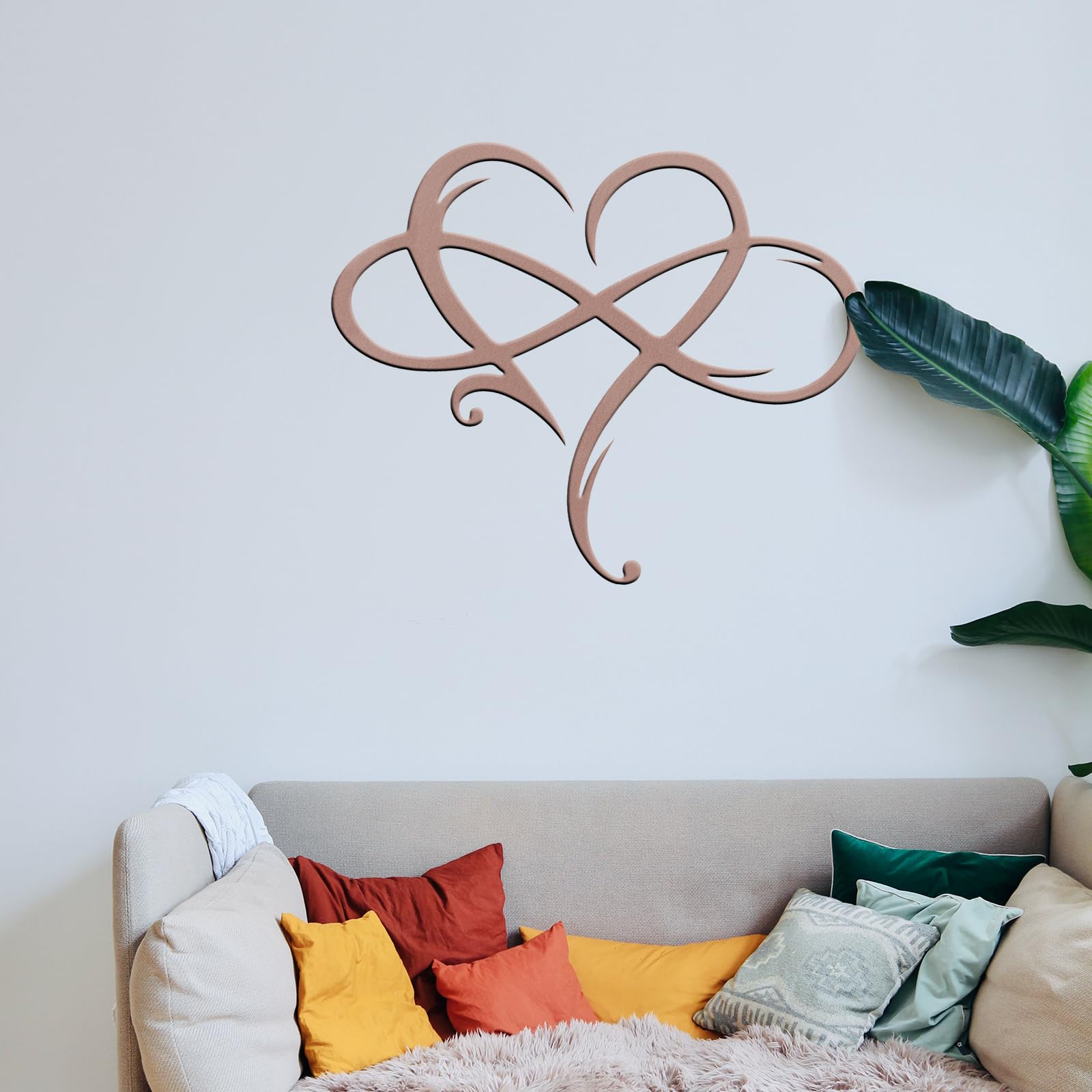 MayLove-US Infinity Heart Metal Wall Decor, Unique Infinity Heart Wall Decor Love Sign Plaque Steel Art Geometric Bedroom Ornaments Cut Out for Home,