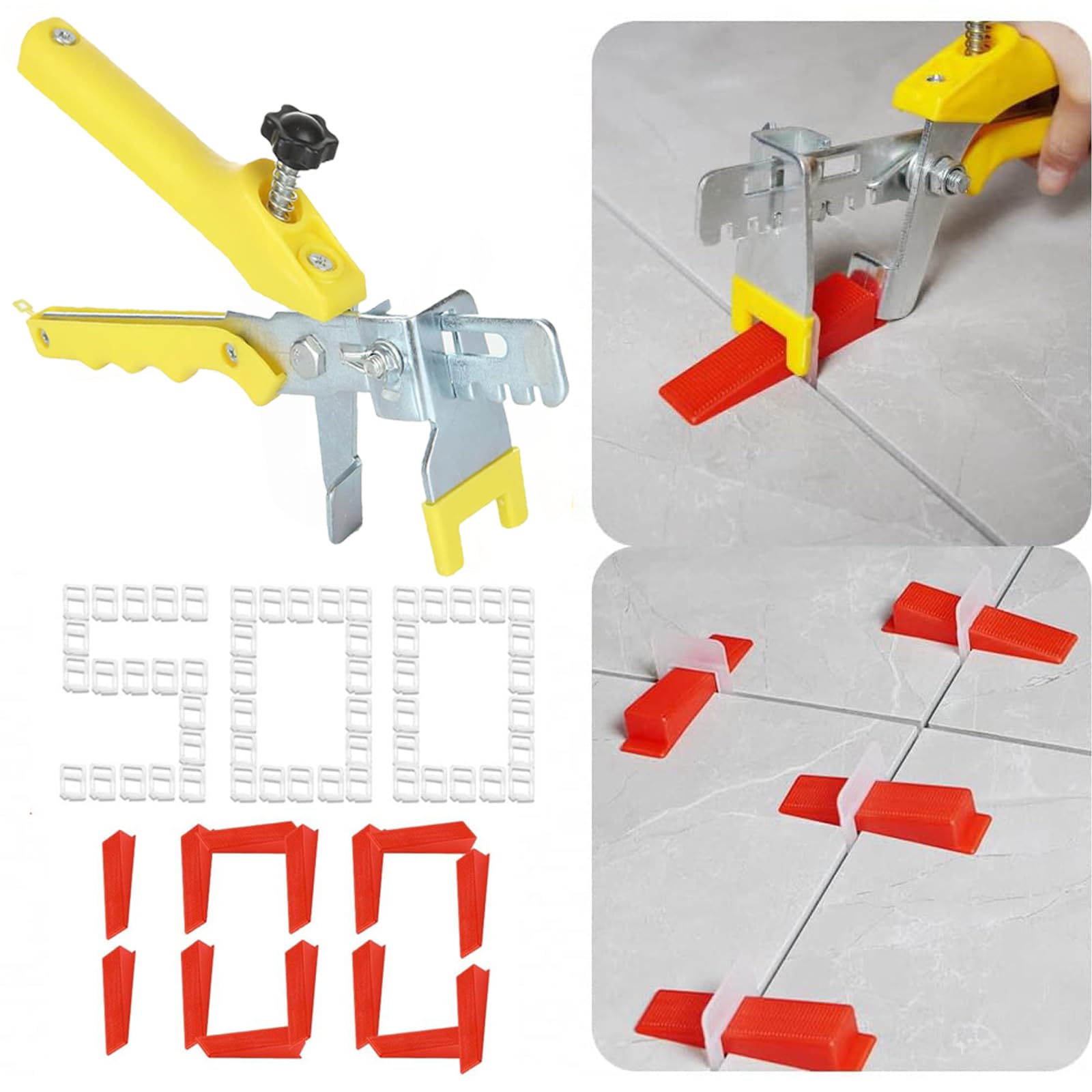 SENENQU 601 Pezzi Distanziatori per Piastrelle 1,5 mm, Cunei per Piastrelle con Pinza Regolabile, Sistema Livellamento per Pavimenti e Pareti, Kit Professionale per Posa Precisa