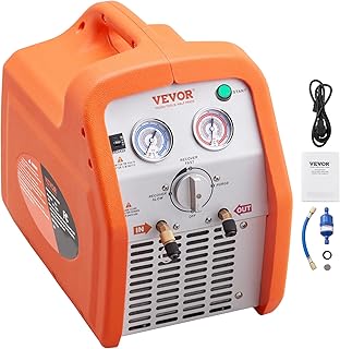 VEVOR 1 HP Refrigerant Recovery Machine - Dual Cylinder Portable AC Recovery Machine with High Pressure Protection 120V 60Hz Recovery Machine HVAC for Vapor Liquid Refrigerant, Car Air Conditioning