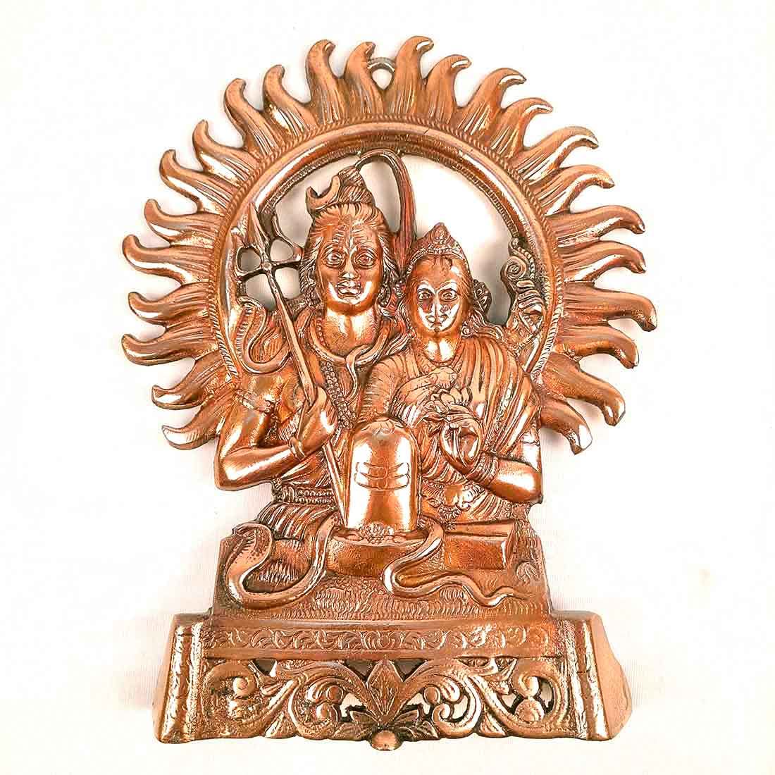 Shiv Parvati Ganesh Parivar Family Idol Wall Hanging Metal (Bronze |11 Inch) for Home Entrance, Puja Temple Décor and New Year gifting
