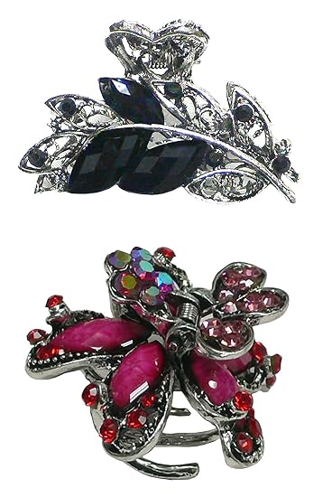 Bella Set of 2 Metal Jaw Clips Claw Clips 1 ea of 2 Unique Styles U86420-1521blk0185HP