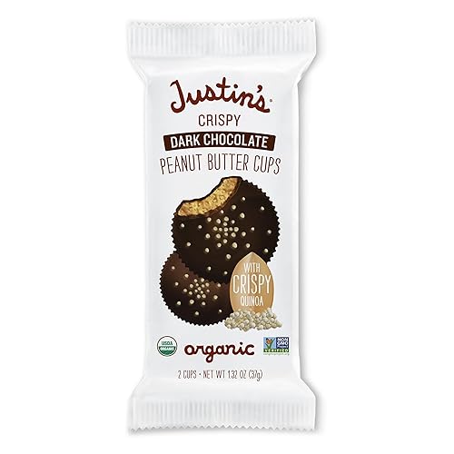 Miniatura 4 de Justins's - Tazas de mantequilla de maní de chocolate negro crujiente orgánico, cacao certificado Rainforest Alliance, sin gluten, de origen