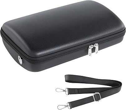 Clarinet Leather Case with Adjustable Strap, Black & Blue Compact Waterproof Storage Bag, Soft Sponge & Fleece Lined Interior, 29x19x8.6cm Black