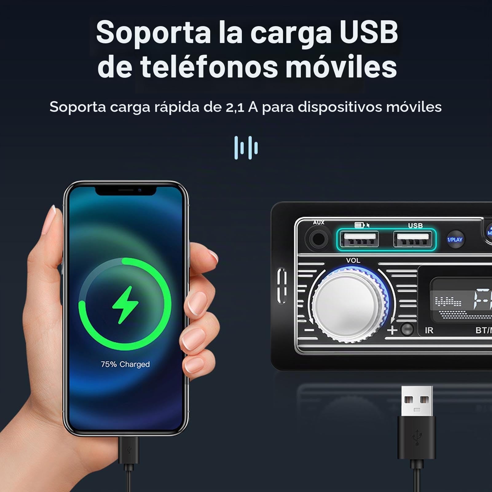 Receptor de Audio para Automóvil, Estéreo Multimedia para Automóvil de un DIN, Bluetooth FM, MP3 USB, de Audio de Radio FM Digital SD en el Tablero,12 V Universal